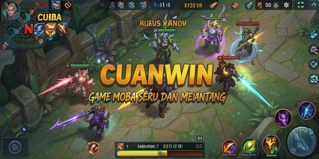 Tampilan gameplay MOBA yang mendebarkan di CUANWIN.