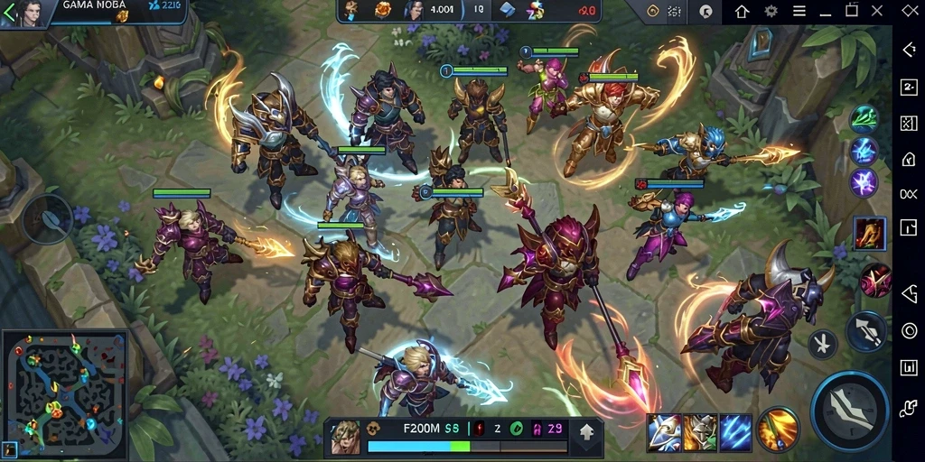 Tampilan gameplay seru dalam F200M dengan aksi karakter yang menegangkan.