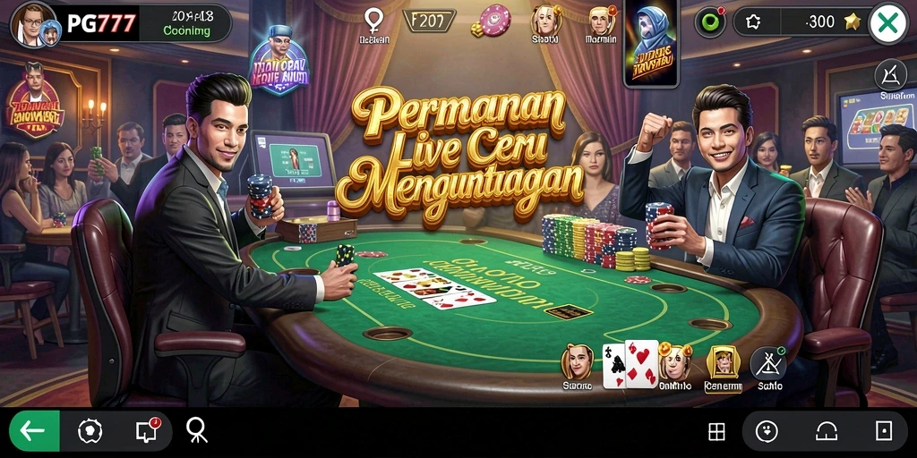 Tampilan gameplay seru PG777 dalam suasana Live Casino.