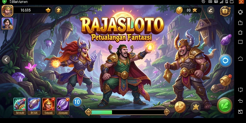 Screenshot RAJASLOTO menampilkan aksi pertarungan yang mendebarkan di dunia fantasi.