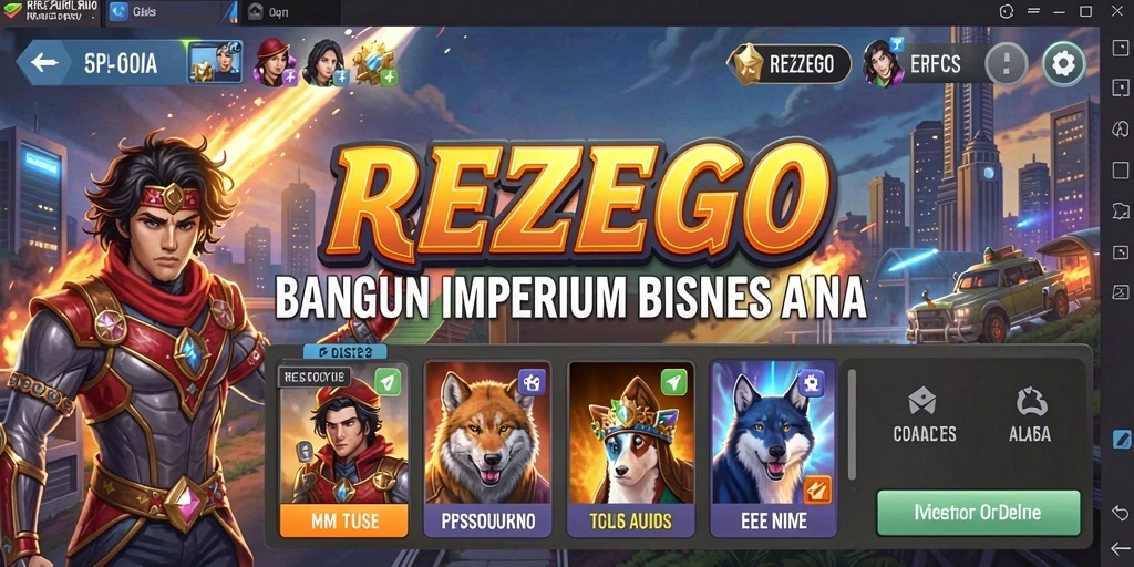 Tampilan gameplay <strong>REZEGO</strong> yang seru dan interaktif dalam dunia Tycoon.