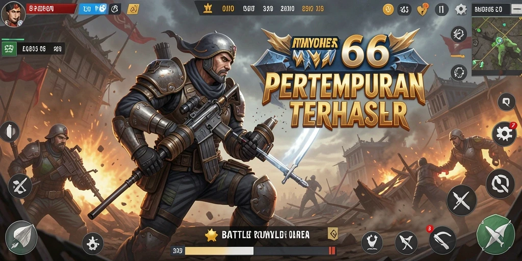 Tampilan utama gameplay RP66 yang mendebarkan dalam pertempuran Battle Royale.